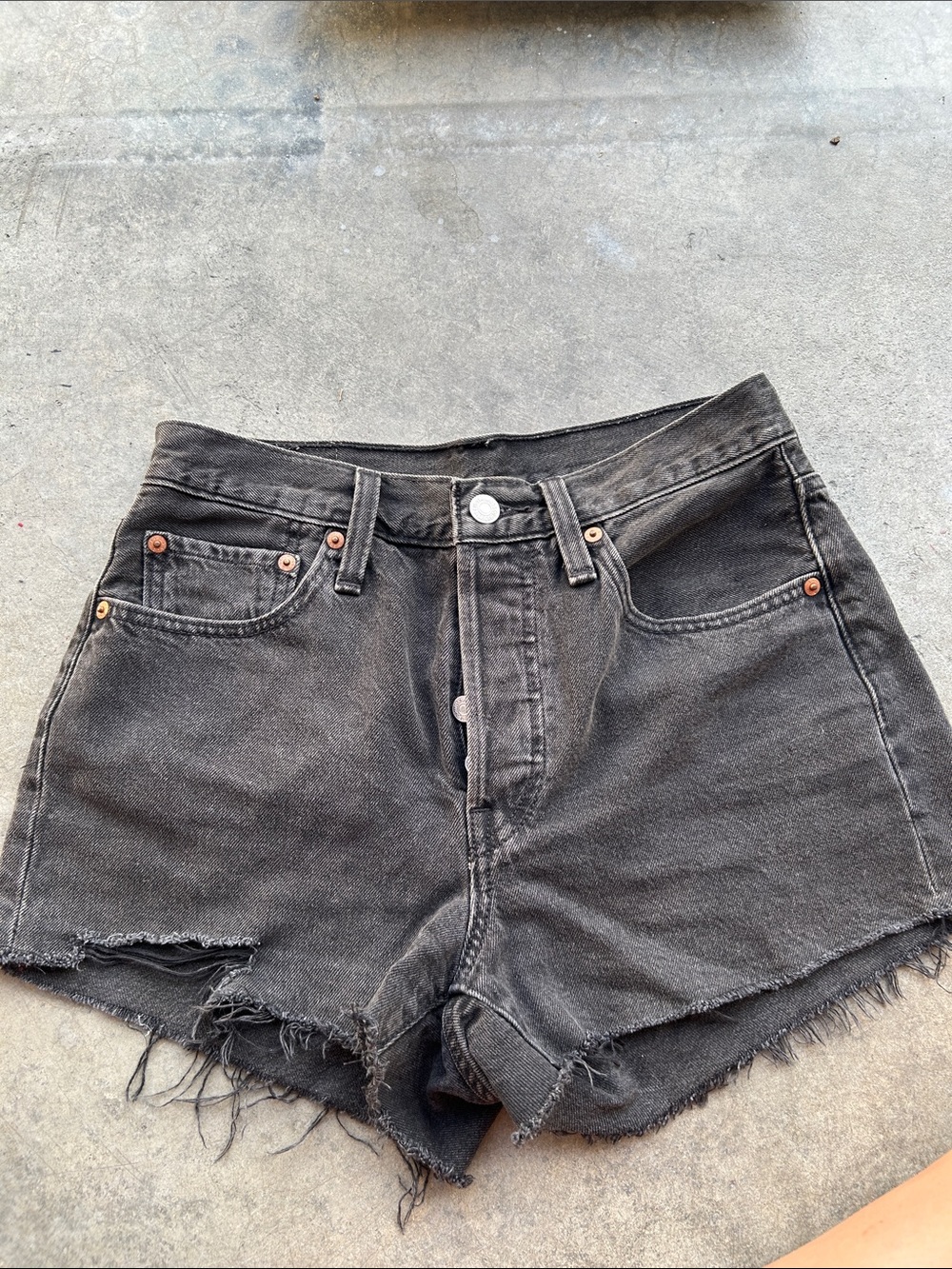 Levi’s High-Waist Distressed Denim Shorts